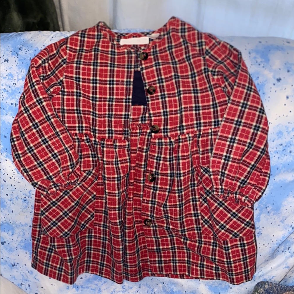 ZARA great condition Red Plaid Button-Up Dress size 4-5yrs